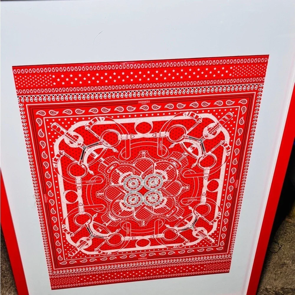 Hermès Framed Emblematic Wrapping Paper  2018 Authentic (1 Sheet, 19.5”x 19.5”)